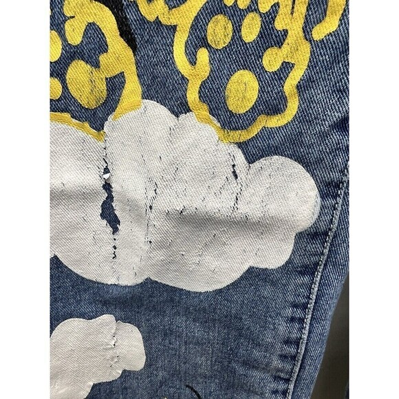 Shein High Waist Letter and Cartoon Graphic Jeans Size: XS Color: Blue - Picture 4 of 12